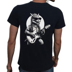Beyaz Penguen Guitar Siyah Penye Basic Erkek T-shirt