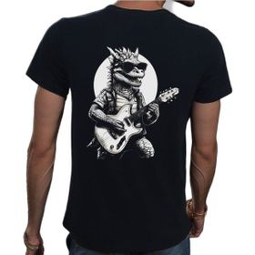Beyaz Penguen Guitar Siyah Penye Basic Erkek T-shirt