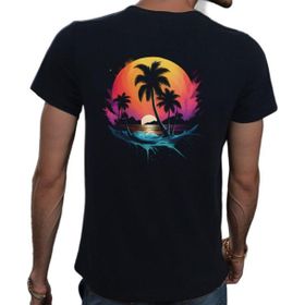 Beyaz Penguen Hawaii Siyah Penye Basic Erkek T-shirt