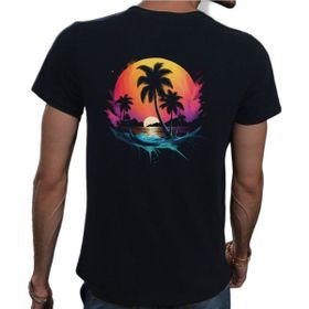 Beyaz Penguen Hawaii Siyah Penye Basic Erkek T-shirt