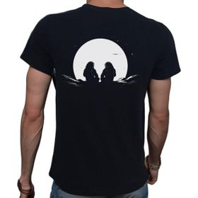Beyaz Penguen Man On The Moon Siyah Penye Basic Erkek Tişört