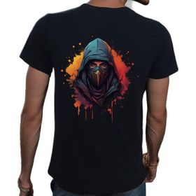 Beyaz Penguen Ninja Siyah Penye Basic Erkek T-shirt