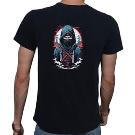 Beyaz Penguen Ninja Siyah Penye Basic Erkek T-shirt