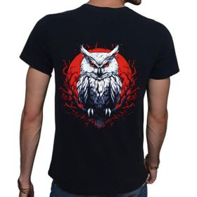 Beyaz Penguen Owl Siyah Penye Basic Erkek T-shirt