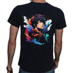 Beyaz Penguen Splash Anime Siyah Penye Basic Erkek T-shirt