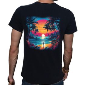 Beyaz Penguen Tropical Siyah Penye Basic Erkek Tişört