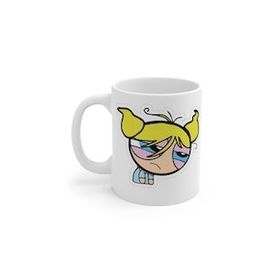 Beyaz Powerpuff Girls Yorgun Bubbles Baskılı Kupa