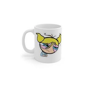 Beyaz Powerpuff Girls Yorgun Bubbles Baskılı Kupa