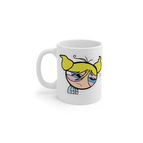 Beyaz Powerpuff Girls Yorgun Bubbles Baskılı Kupa