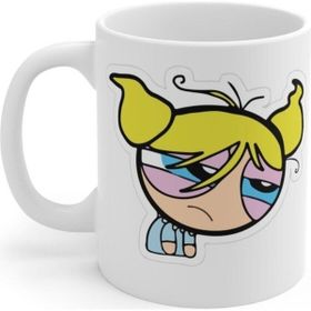 Beyaz Powerpuff Girls Yorgun Bubbles Baskılı Kupa