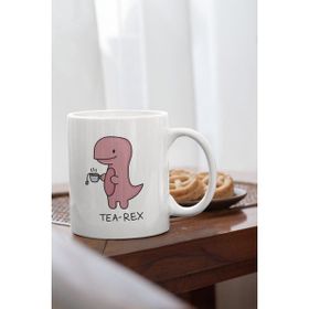 Beyaz Tea Rex Baskılı Kupa