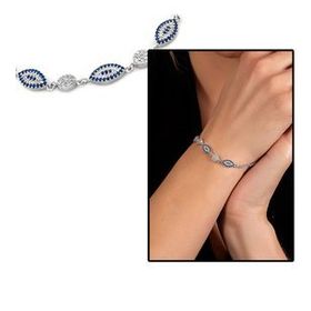 Beyaz Zirkon Taşlı Oval Tasarım 925 Ayar Kadın Gümüş Bileklik