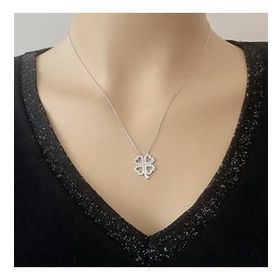 Beyaz Zirkon Taşlı Rodium Gümüş Kolye