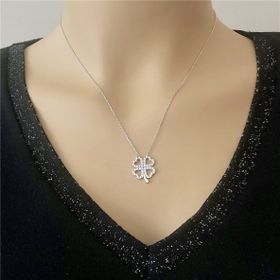 Beyaz Zirkon Taşlı Rodium Gümüş Kolye