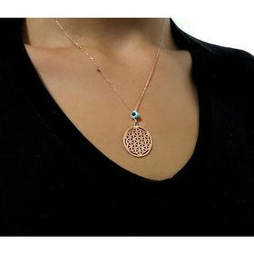 Beyazıttak Yaşam Çiçeği Nazar Boncuklu Rose Kaplama 925 Ayar Gümüş Kolye
