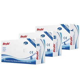 Beybi 100'lü Paket Pudrasız Nitril Mavi M Medium Beden Muayene Eldiven