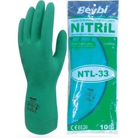 Beybi 33 cm Korun Yeşil Nitril Kimyasal Eldiven
