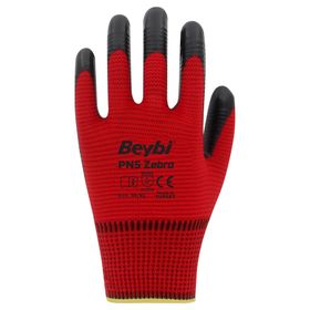 Beybi Çift NO: 10 Turuncu Siyah PN5 Zebra Polyester Örme Nitril Eldiven