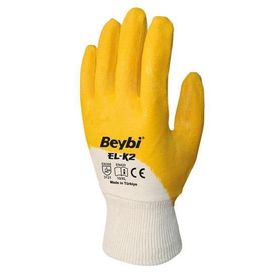 Beybi EL-K2 No:9 Sarı Nitril Pamuk Eldiven