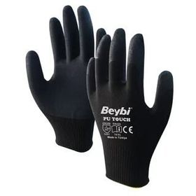 Beybi EN388 3121X 10 Beden 12'li Paket Poliüretan Kaplı Pu Touch Siyah Montaj Eldiven