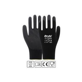 Beybi EN388 3121X 7 Beden 12'li Paket Poliüretan Kaplı Pu Touch Siyah Montaj Eldiven