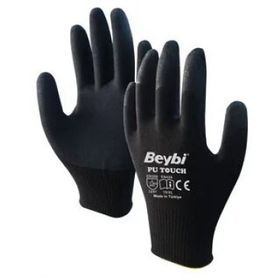 Beybi EN388 3121X 8 Beden 12'li Paket Poliüretan Kaplı Pu Touch Siyah Montaj Eldiven