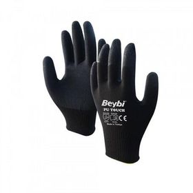 Beybi EN388 3121X 9 Beden 12'li Paket Poliüretan Kaplı Pu Touch Siyah Montaj Eldiven