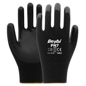 Beybi EN388 3131X 12'li Paket Nitril Poly PN7 10 Beden Siyah Eldiven