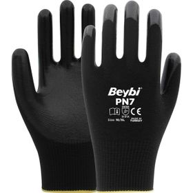 Beybi EN388 3131X 12'li Paket Nitril Poly PN7 10 Beden Siyah Eldiven