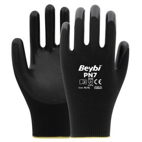 Beybi EN388 3131X 12'li Paket Nitril Poly PN7 10 Beden Siyah Eldiven