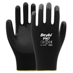 Beybi EN388 3131X 12'li Paket Nitril Poly PN7 10 Beden Siyah Eldiven