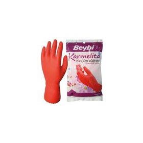 Beybi Karmelita 8.5 Numara 25'li Paket Gıdaya Uygundur Kaymayı Önleyici Pütürlü Bulaşık Eldiveni