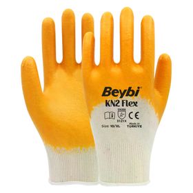Beybi KN2 Flex+ No: 10 12 Çift Sarı Pamuk Likralı Örme Eldiven