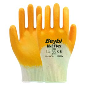 Beybi KN2 Flex+ No: 10 12 Çift Sarı Pamuk Likralı Örme Eldiven
