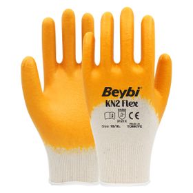 Beybi KN2 Flex+ No: 10 12 Çift Sarı Pamuk Likralı Örme Eldiven