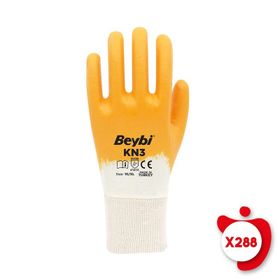 Beybi KN3 10 Beden 288 Çift Sarı Pamuk Nitril İş Eldiveni