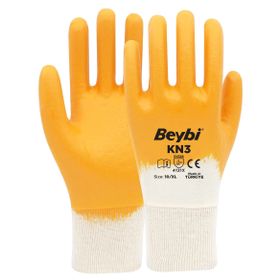 Beybi KN3 10 Beden 288 Çift Sarı Pamuk Nitril İş Eldiveni