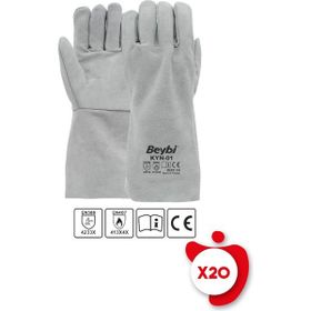 Beybi KYN-01 10 Beden 20 Çift Gri Eko Kaynakçı İş Eldiveni