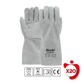Beybi KYN-01 10 Beden 20 Çift Gri Eko Kaynakçı İş Eldiveni