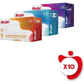 Beybi L 100'lü Pudrasız Lateks Eldiven Beyaz