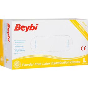 Beybi L 100'lü Pudrasız Lateks Eldiven Beyaz