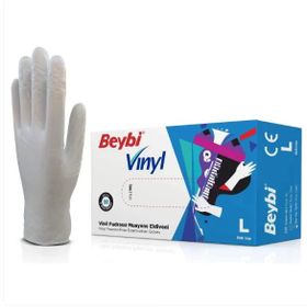 Beybi L 20 Kutu Vinil Pudrasız Şeffaf Muayene Eldiveni