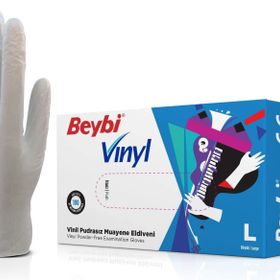 Beybi L 20 Kutu Vinil Pudrasız Şeffaf Muayene Eldiveni