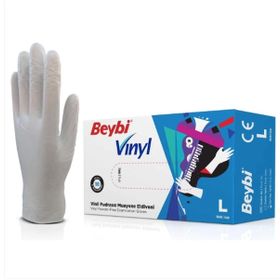 Beybi L 20 Kutu Vinil Pudrasız Şeffaf Muayene Eldiveni