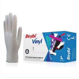 Beybi L 20 Kutu Vinil Pudrasız Şeffaf Muayene Eldiveni