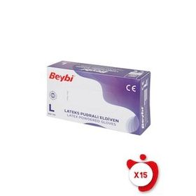 Beybi Lateks 100 Adet 15 Kutu Pudralı Large Eldiven