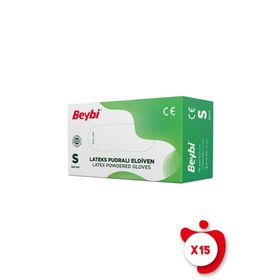 Beybi Lateks 100 Adet 15 Kutu Pudralı Large Eldiven