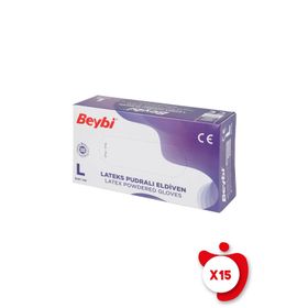 Beybi Lateks 100 Adet 15 Kutu Pudralı Large Eldiven