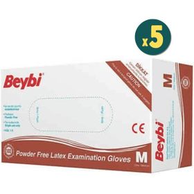 Beybi Lateks 100 Adet 5 Kutu Pudrasız Medium Muayene Eldiveni