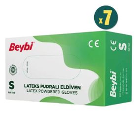 Beybi Lateks 100 Adet 7 Kutu Pudralı Small Eldiven